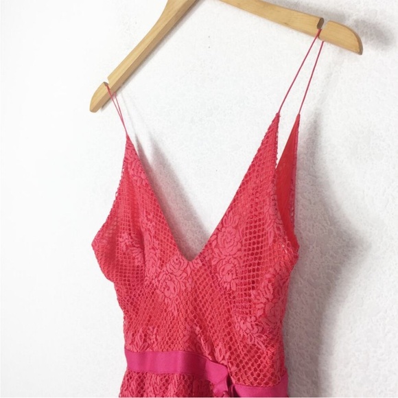 Free people match point pink sheer belted lace dress - Picture 9 of 13